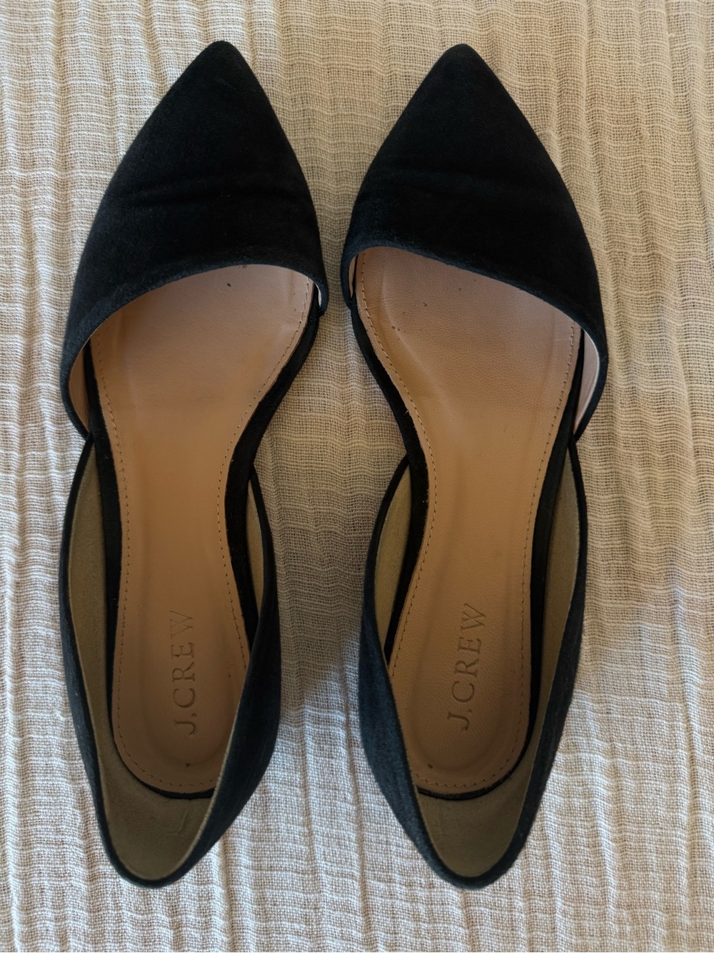 🖤J.Crew Black Suede Pointed-Toe D'Orsay Flats 
SZ 5.5